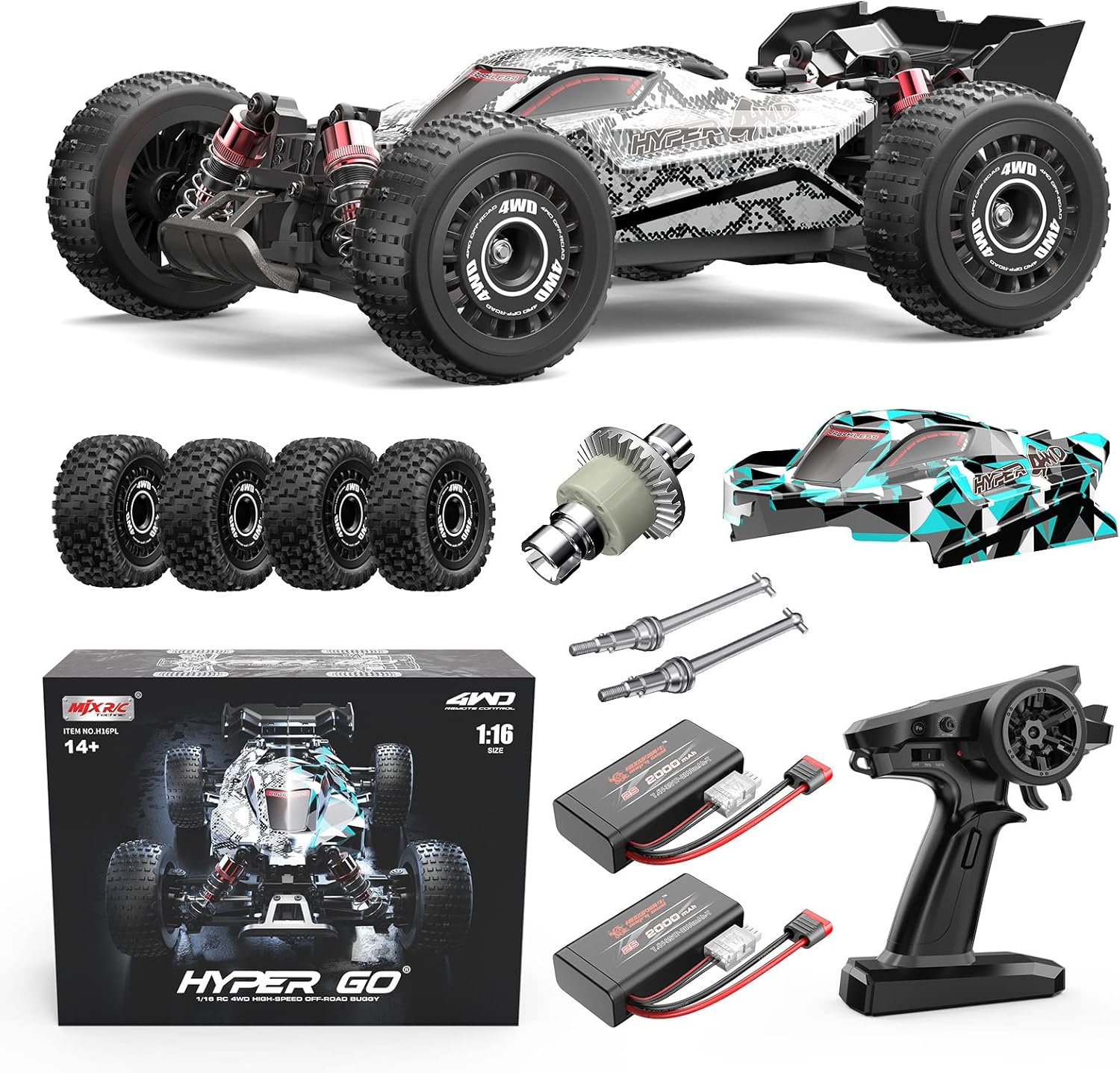 Rc Hobby Grade Truck - รถบั๊กกี้บังคับวิทยุแบบไร้แปรงถ่าน ขนาด 1/16 สำหรับผู้ใหญ่, รถบรรทุกแข่งความเร็วสูง 4WD
