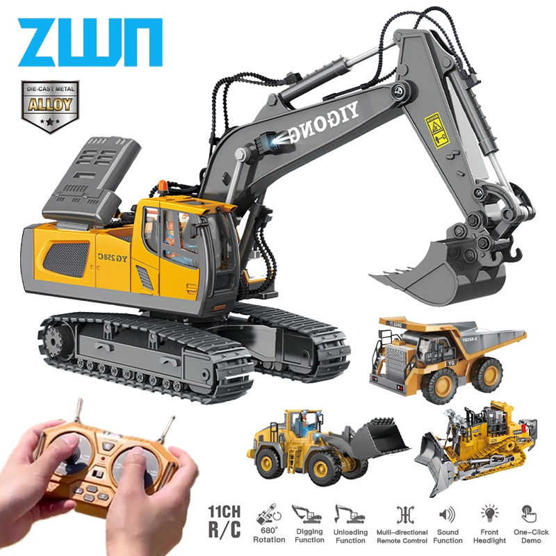 Rc Hobby Grade Truck - ZWN รถตักดินควบคุมระยะไกล2.4G รถดัมพ์โมเดลรถ RC ของเล่นรถจำลองพลาสติกอัลลอยด์มืออาชีพสำหรับเด็ก