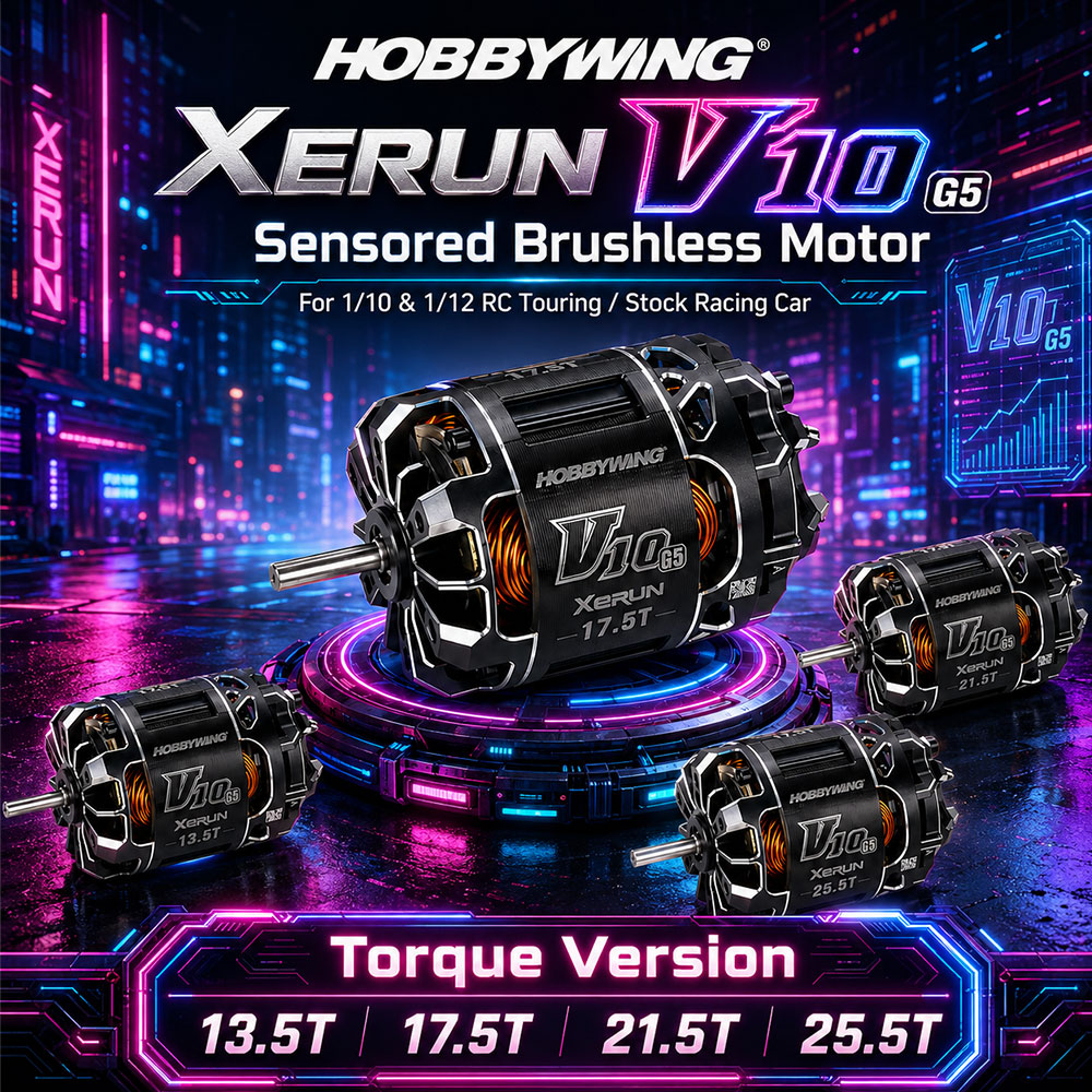 Rc Hobby Grade Plane - HOBBYWING XERUN V10 G5 มอเตอร์ไร้แปรงถ่านแบบมาตรฐานและแบบเซ็นเซอร์แรงบิด สำหรับรถแข่ง